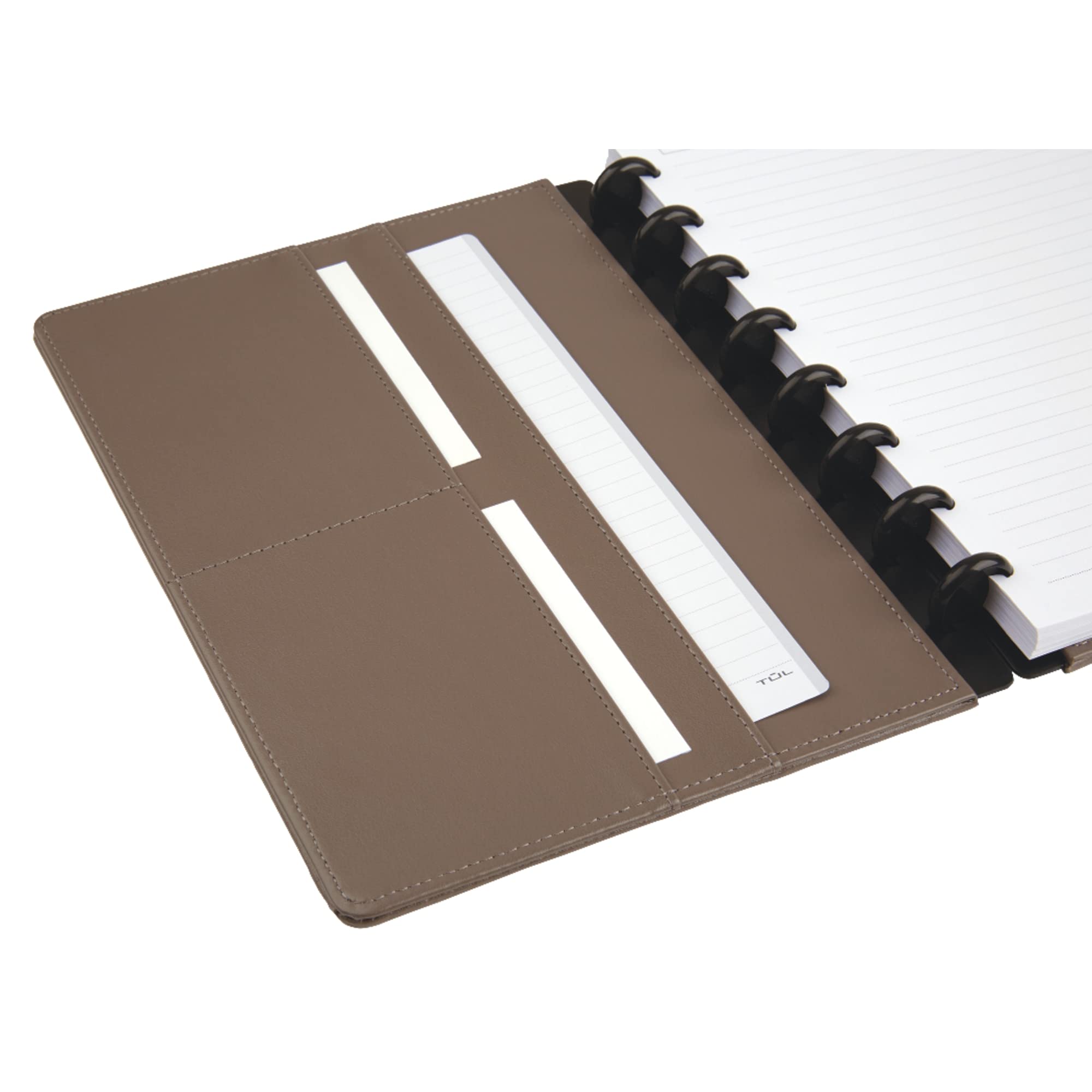 TUL Custom Note-Taking System Discbound Notebook, Junior Size, Leather Cover, Black - Image 3